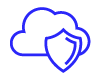 Cloud icon with shield to illustrate the range of cyber security solutions. 